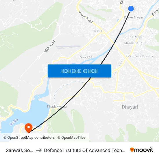 सहवास सोसाइटी to रक्षा उन्नत प्रौद्योगिकी संस्थान map