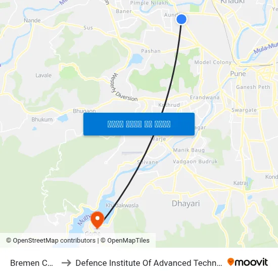 ब्रेमेन चौक to रक्षा उन्नत प्रौद्योगिकी संस्थान map