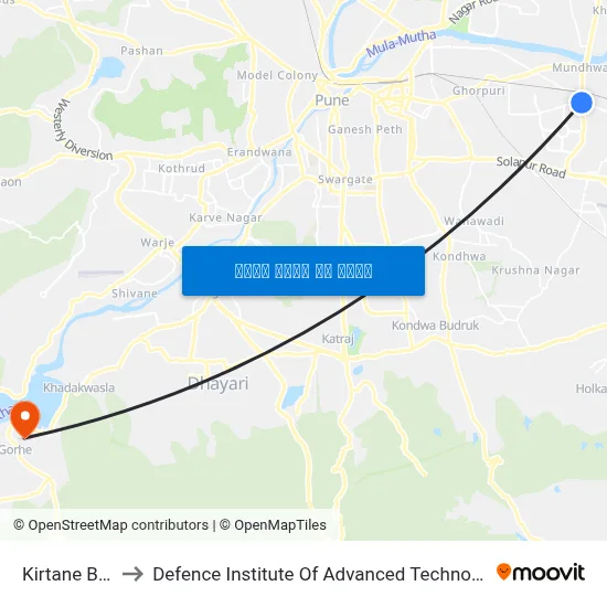कीर्तने बाग to रक्षा उन्नत प्रौद्योगिकी संस्थान map