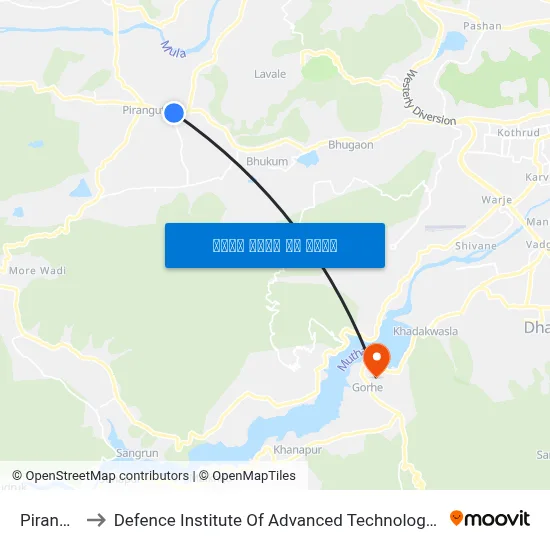 पिरंगुत to रक्षा उन्नत प्रौद्योगिकी संस्थान map