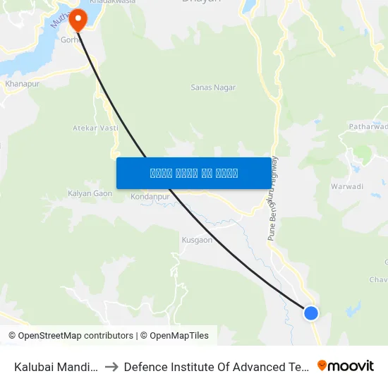 काळूबाई मंदिर वारवे to रक्षा उन्नत प्रौद्योगिकी संस्थान map