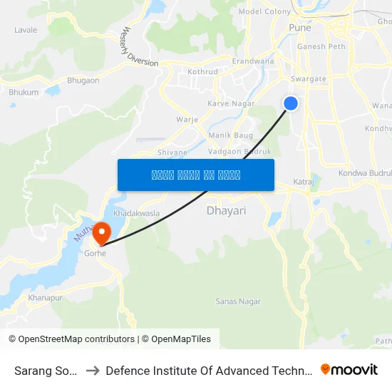 सारंग सोसाइटी to रक्षा उन्नत प्रौद्योगिकी संस्थान map