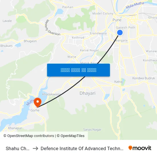 Shahu Chowk to Defence Institute Of Advanced Technology Diat map