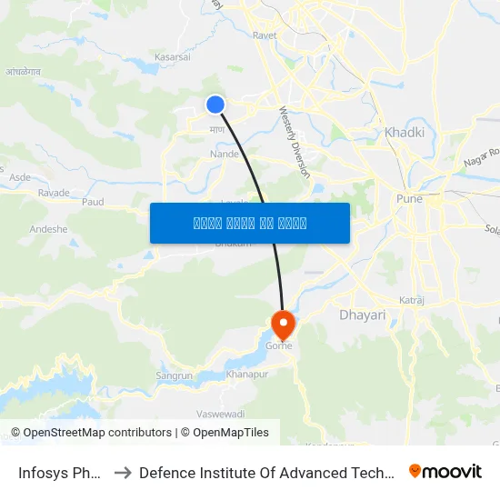 इन्फोसिस फेज 2 to रक्षा उन्नत प्रौद्योगिकी संस्थान map