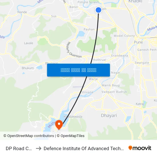 DP Road Corner to Defence Institute Of Advanced Technology Diat map