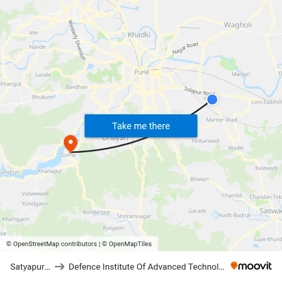 सत्यपुरम to रक्षा उन्नत प्रौद्योगिकी संस्थान map