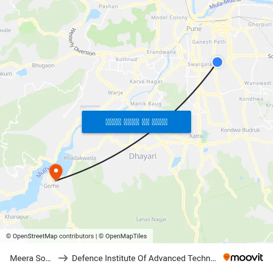 मीरा सोसाइटी to रक्षा उन्नत प्रौद्योगिकी संस्थान map