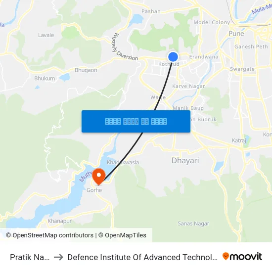 Pratik Nagar to Defence Institute Of Advanced Technology Diat map