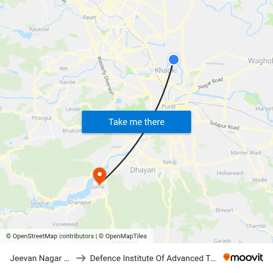 जीवन नगर हॉस्पिटल to रक्षा उन्नत प्रौद्योगिकी संस्थान map