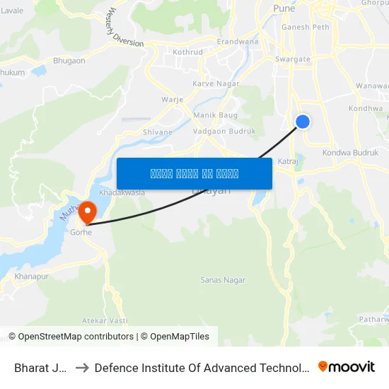 Bharat Jyoti to Defence Institute Of Advanced Technology Diat map