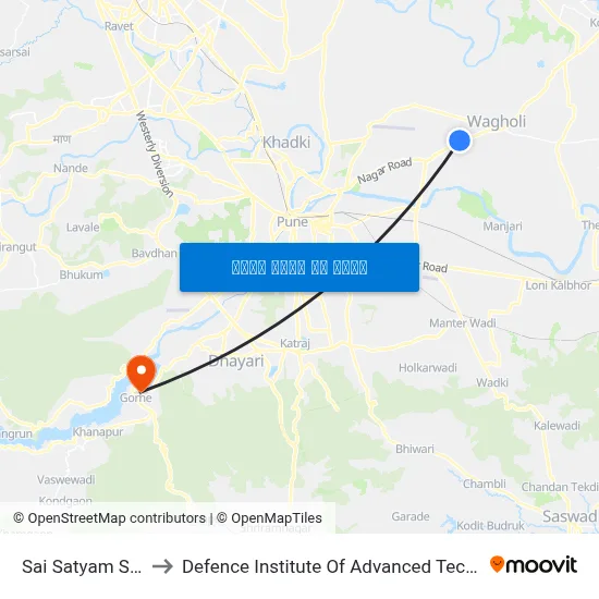 साई सत्यम सोसायटी to रक्षा उन्नत प्रौद्योगिकी संस्थान map