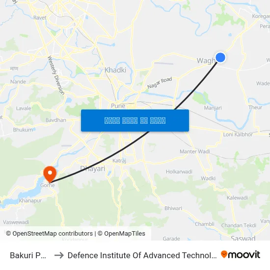 Bakori Phata to रक्षा उन्नत प्रौद्योगिकी संस्थान map