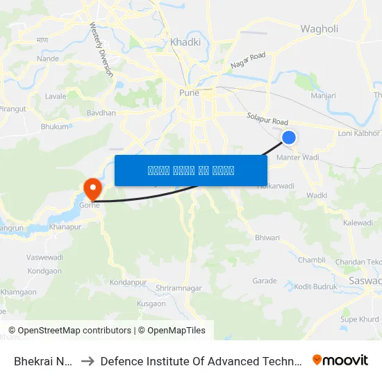 भेकराई नगर to रक्षा उन्नत प्रौद्योगिकी संस्थान map
