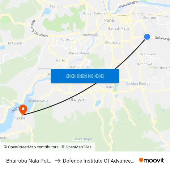 भैरोबा नाला पुलिस चौकी to रक्षा उन्नत प्रौद्योगिकी संस्थान map
