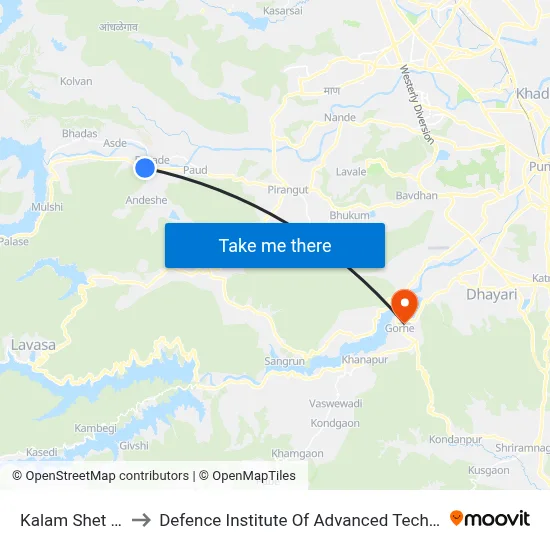 कलम शेत गाव to रक्षा उन्नत प्रौद्योगिकी संस्थान map