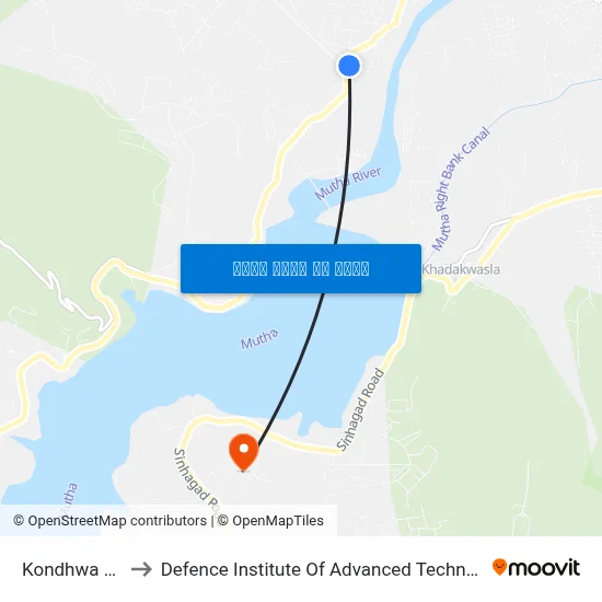 कोंढवा गेट to रक्षा उन्नत प्रौद्योगिकी संस्थान map