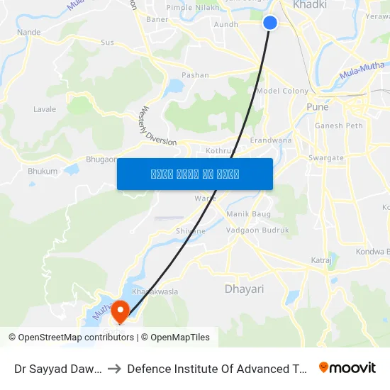डॉ. सय्यद दवाखाना to रक्षा उन्नत प्रौद्योगिकी संस्थान map