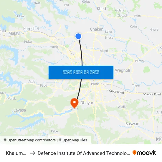 Khalumbre to Defence Institute Of Advanced Technology Diat map