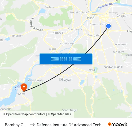 बॉम्बे गैरेज to रक्षा उन्नत प्रौद्योगिकी संस्थान map