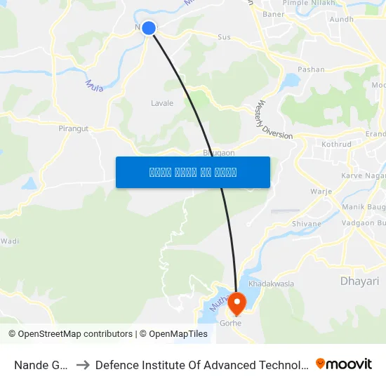 नांदे गाव to रक्षा उन्नत प्रौद्योगिकी संस्थान map