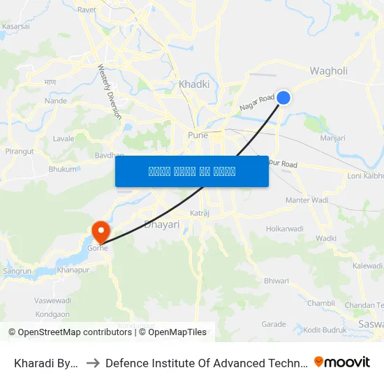 खराडी बाईपास to रक्षा उन्नत प्रौद्योगिकी संस्थान map