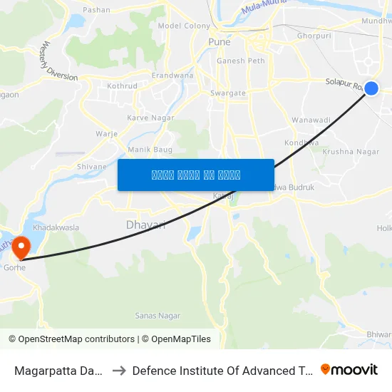 मगरपट्टा दवाखाना to रक्षा उन्नत प्रौद्योगिकी संस्थान map