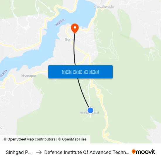 सिंहगड पायथा to रक्षा उन्नत प्रौद्योगिकी संस्थान map