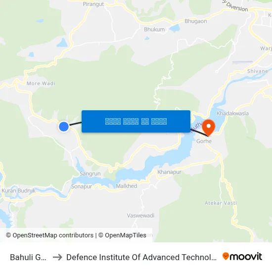 बहुली गाव to रक्षा उन्नत प्रौद्योगिकी संस्थान map