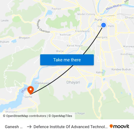 Ganesh Peth to Defence Institute Of Advanced Technology Diat map