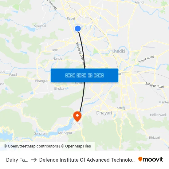 डेयरी फार्म to रक्षा उन्नत प्रौद्योगिकी संस्थान map