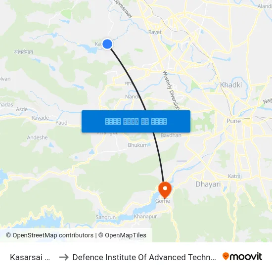 कसरसाई गांव to रक्षा उन्नत प्रौद्योगिकी संस्थान map