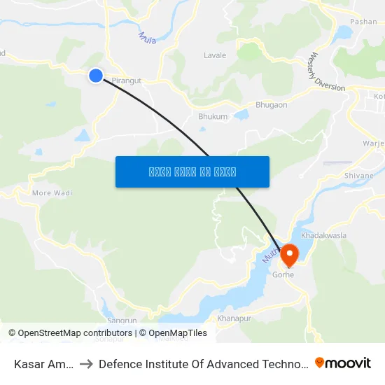 कसर अंबोली to रक्षा उन्नत प्रौद्योगिकी संस्थान map