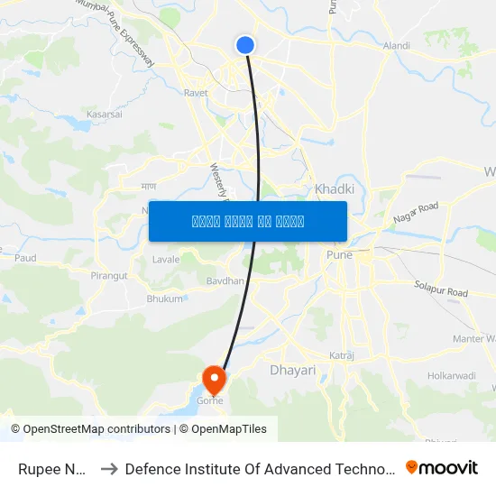 रुपी नगर to रक्षा उन्नत प्रौद्योगिकी संस्थान map