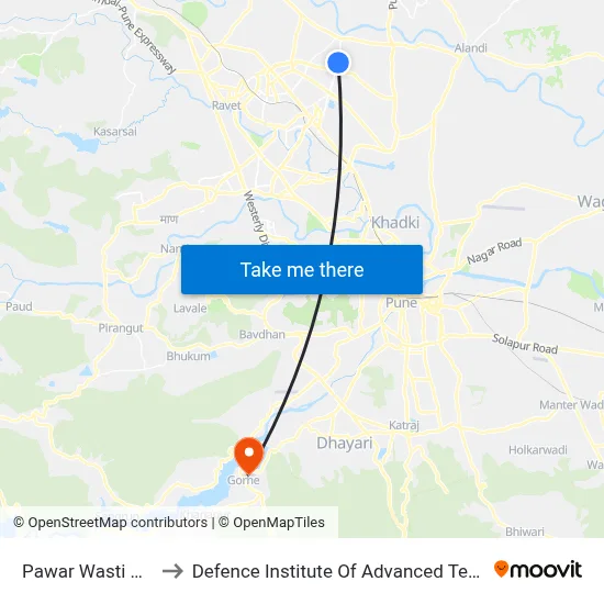 पवार वस्ती चिखली to रक्षा उन्नत प्रौद्योगिकी संस्थान map