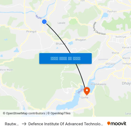 राउतवाड़ी to रक्षा उन्नत प्रौद्योगिकी संस्थान map