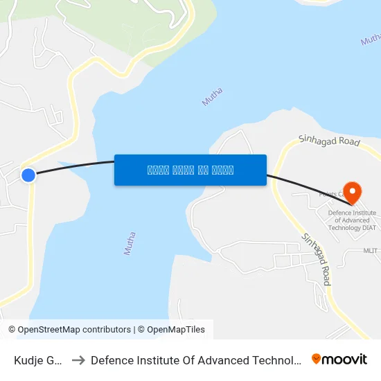Kudje Gaon to Defence Institute Of Advanced Technology Diat map