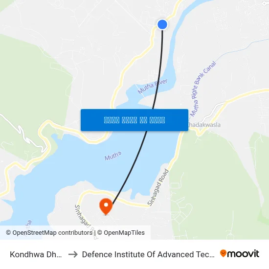 कोंढवा धावडे to रक्षा उन्नत प्रौद्योगिकी संस्थान map