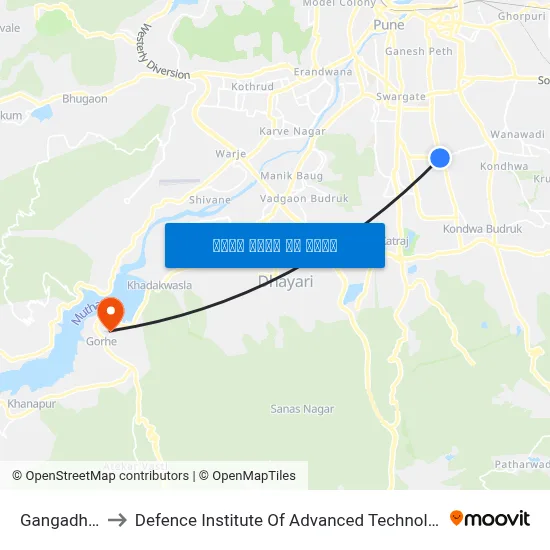 गंगाधाम to रक्षा उन्नत प्रौद्योगिकी संस्थान map