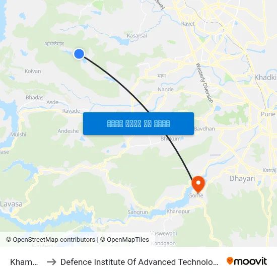 खांबोली to रक्षा उन्नत प्रौद्योगिकी संस्थान map