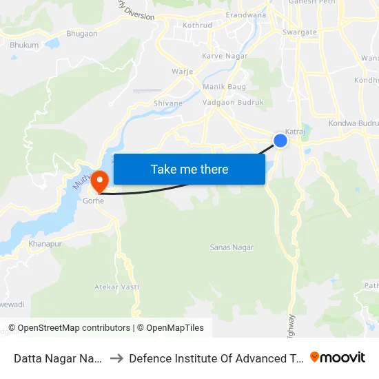 दत्त नगर नरहे रोड to रक्षा उन्नत प्रौद्योगिकी संस्थान map