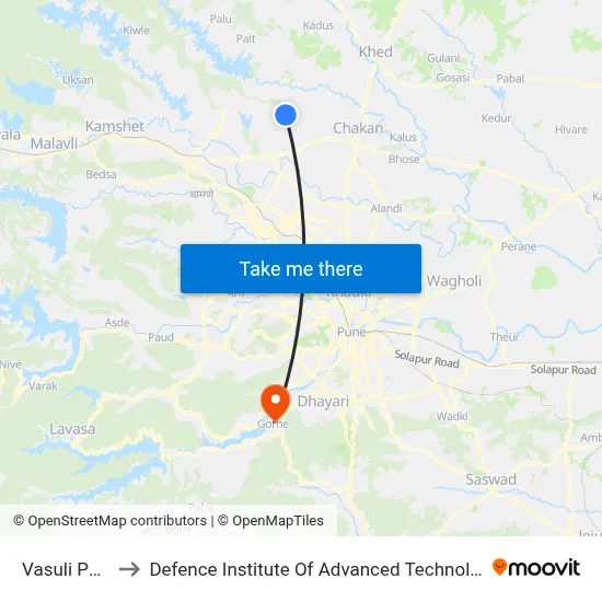 Vasuli Phata to Defence Institute Of Advanced Technology Diat map
