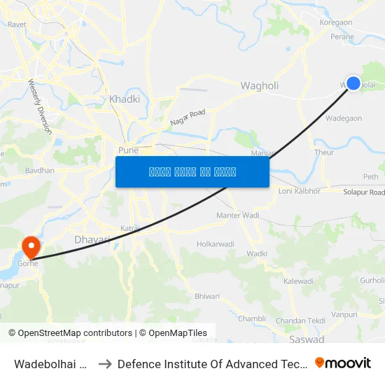 वडेबोलहाई मंदिर to रक्षा उन्नत प्रौद्योगिकी संस्थान map