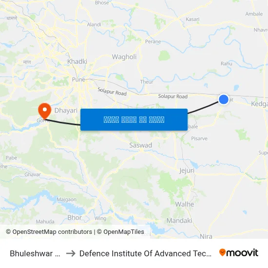 भुलेश्वर फाटा to रक्षा उन्नत प्रौद्योगिकी संस्थान map