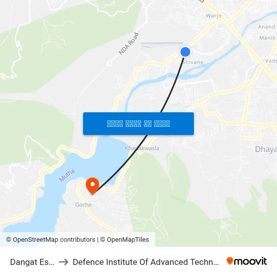 डांगट एस्टेट to रक्षा उन्नत प्रौद्योगिकी संस्थान map