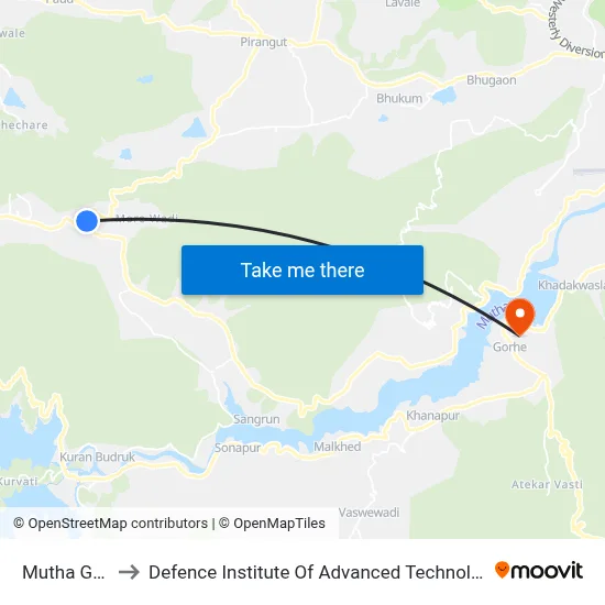 Mutha Gaon to Defence Institute Of Advanced Technology Diat map