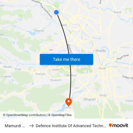 Mamurdi Gaon to Defence Institute Of Advanced Technology Diat map
