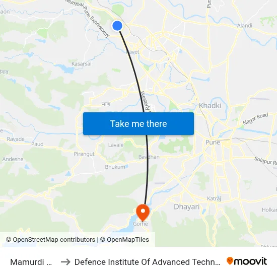 मामुर्डी गांव to रक्षा उन्नत प्रौद्योगिकी संस्थान map