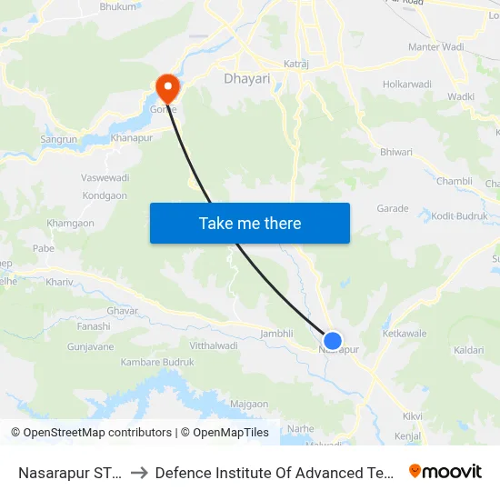 Nasarapur ST Stand to Defence Institute Of Advanced Technology Diat map