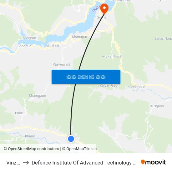 विंझर to रक्षा उन्नत प्रौद्योगिकी संस्थान map
