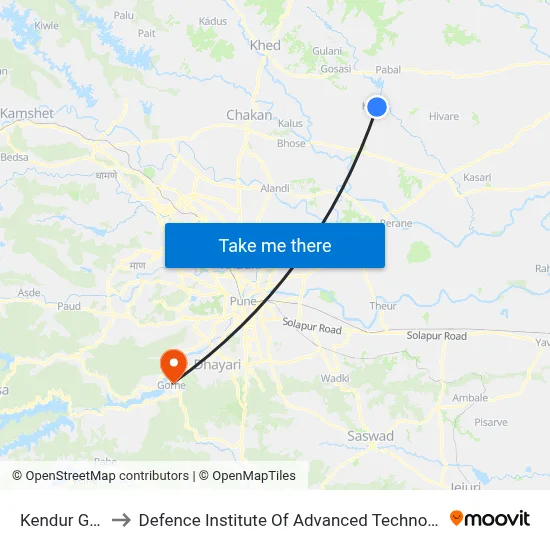 Kendur Gaon to Defence Institute Of Advanced Technology Diat map